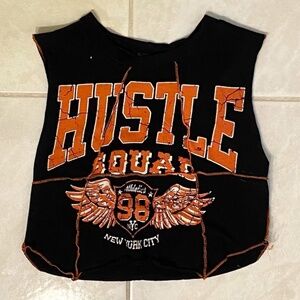Black and orange crop top